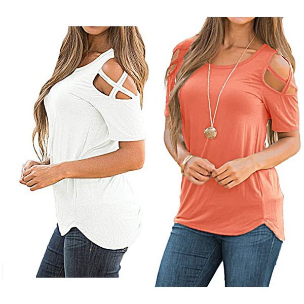 Loose Strappy Cold Shoulder Tops