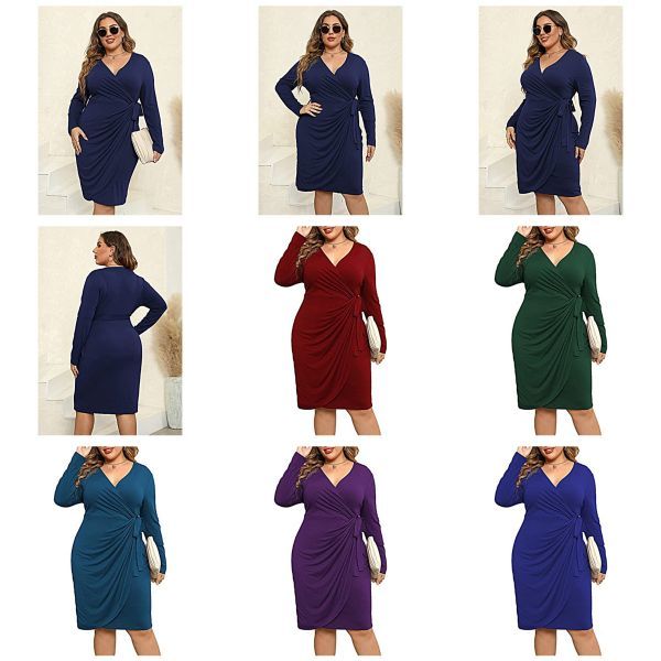 Long Sleeve Ruched Wrap Dress