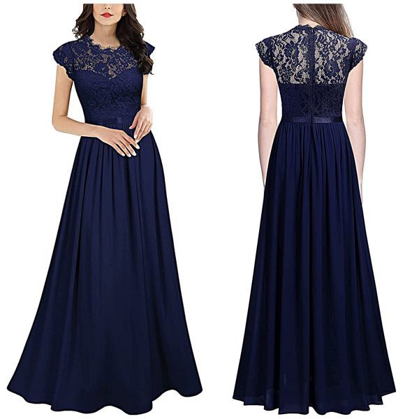 Floral Lace Evening Party Maxi Dress