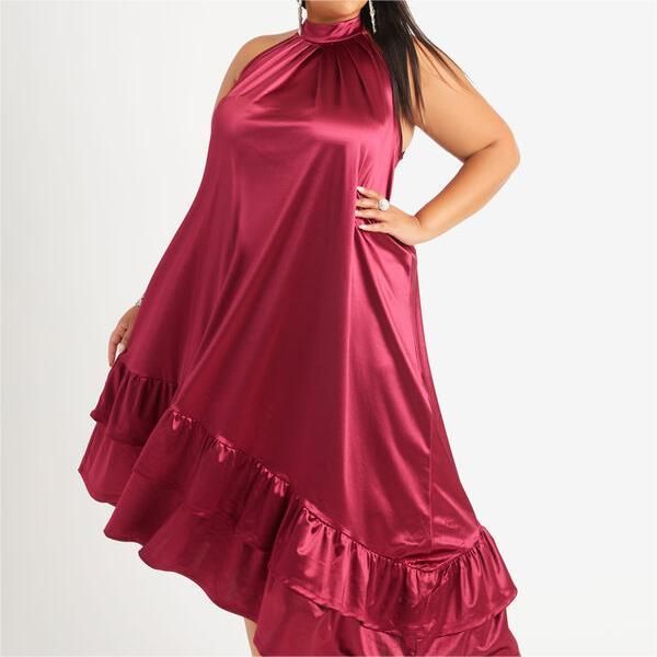 Pleated Stretch Satin Dress