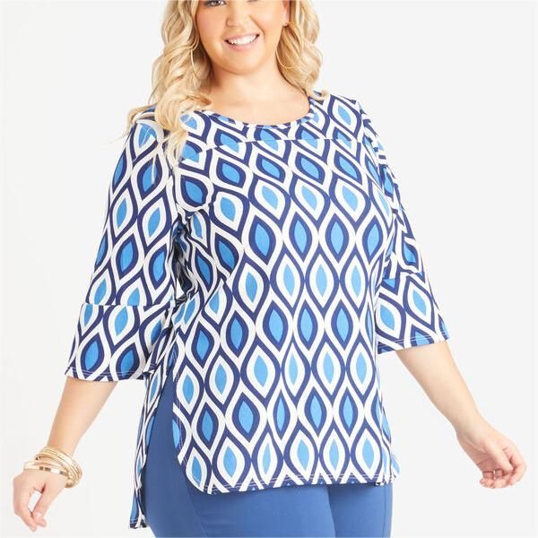 Geo Print Flared Sleeve Tunic