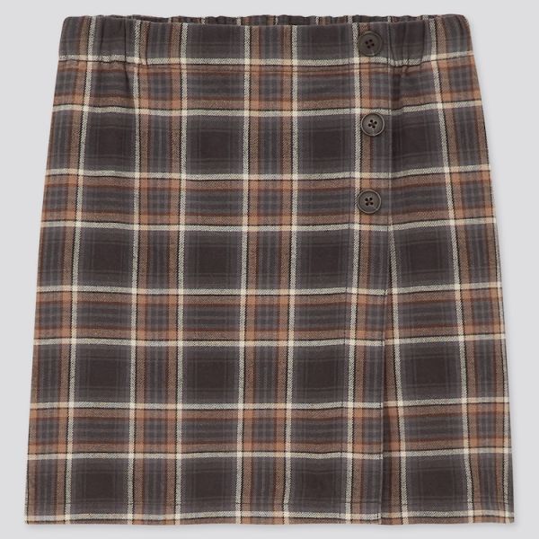 Flannel Check Skirt Pants