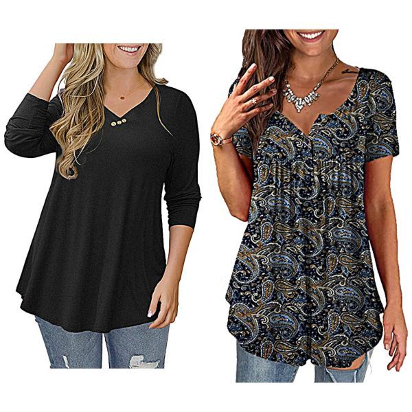 Short Sleeve  V Neck Blouses