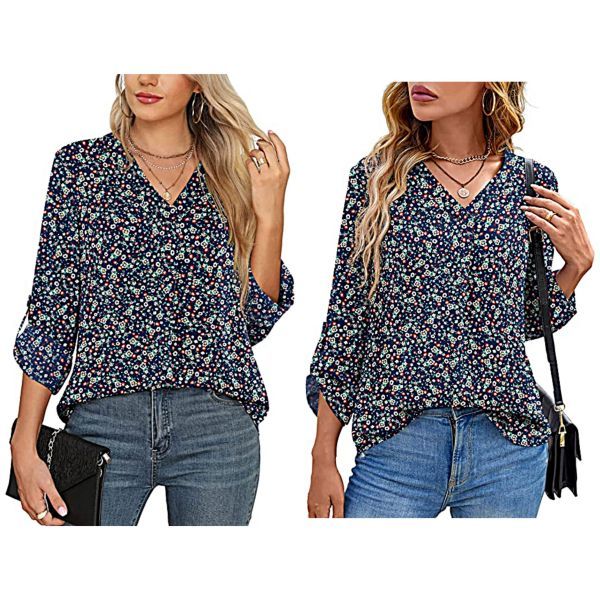 Casual Elegant Chiffon V Neck Blouses