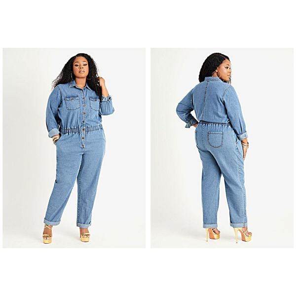 Tall Cuffed Utility Denim Jumpsuit