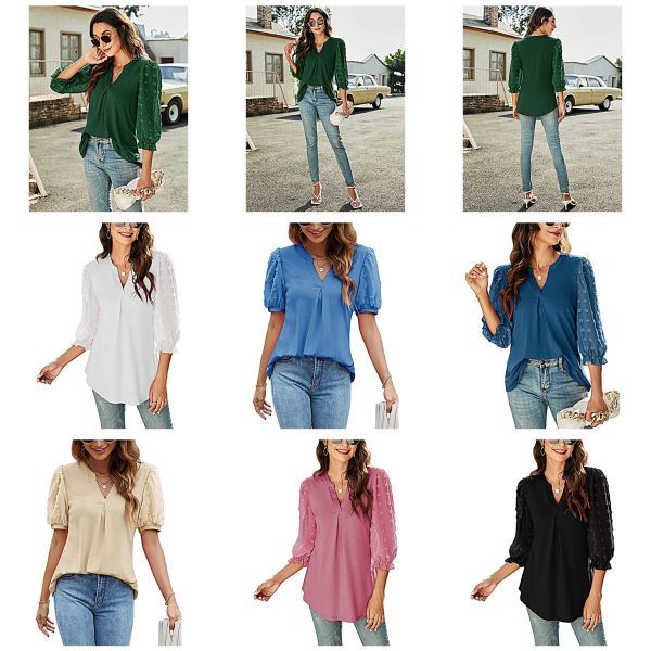 Causal Loose V Neck Chiffon Blouses