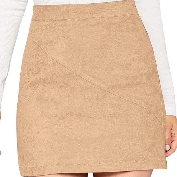 Faux Suede High Waist A-line Mini Pencil Bodycon Skirt