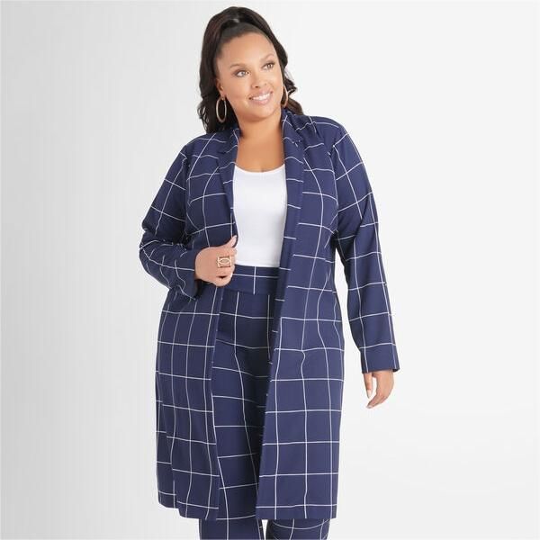 Plaid Stretch Crepe Jacket