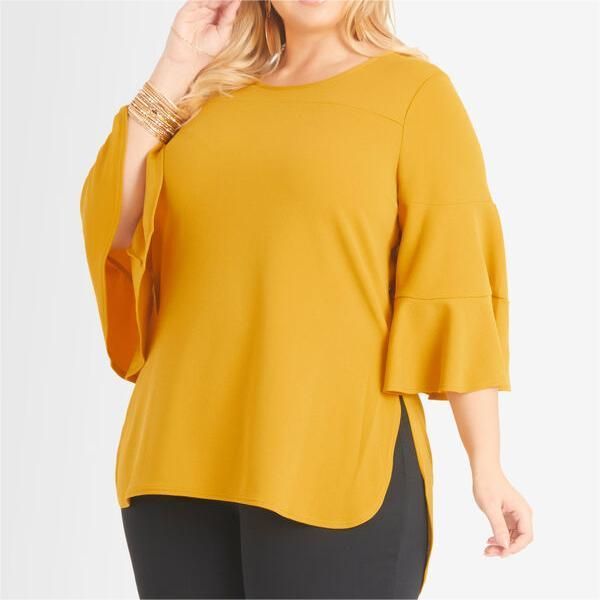 Textured Flared Sleeve Tunic