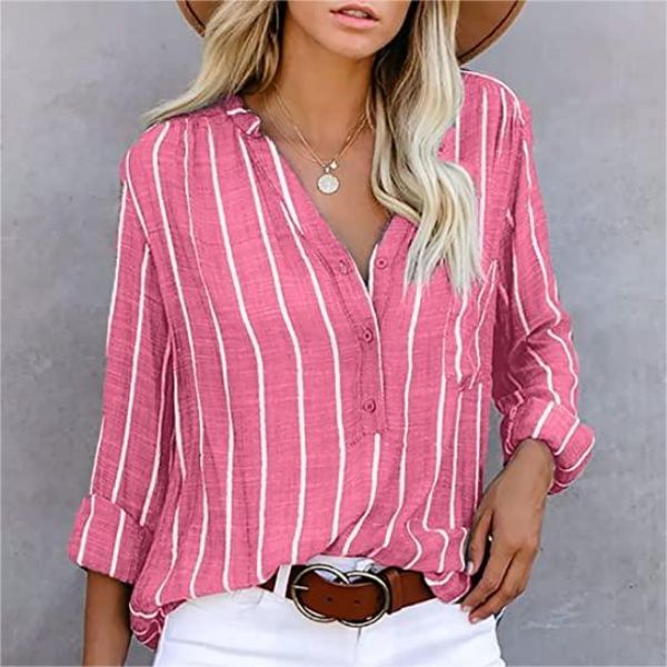 Roll up Sleeve Button Down Blouses