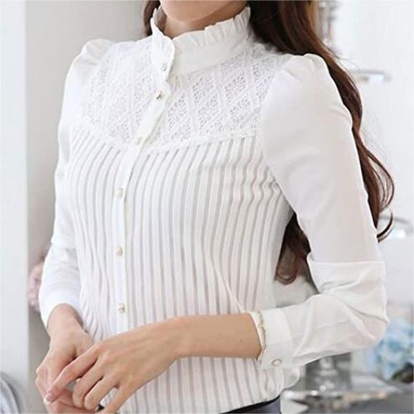 Long Sleeve Lace Stretch Blouse