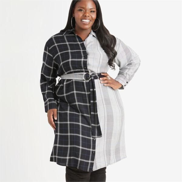 Belted Plaid Shirtdress