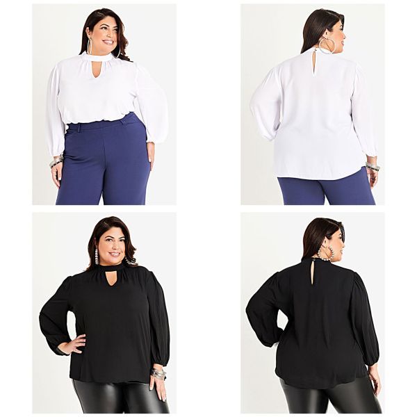 Tall Crepe Keyhole Blouse