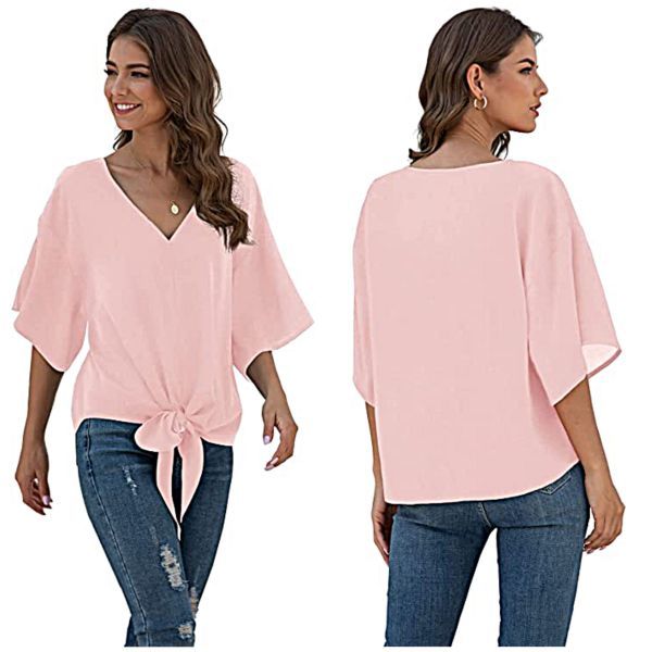 Tie Front Chiffon Blouse