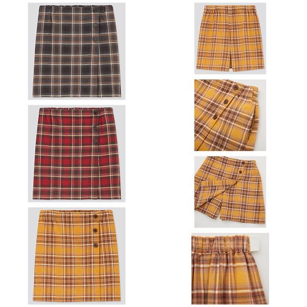 Flannel Check Skirt Pants