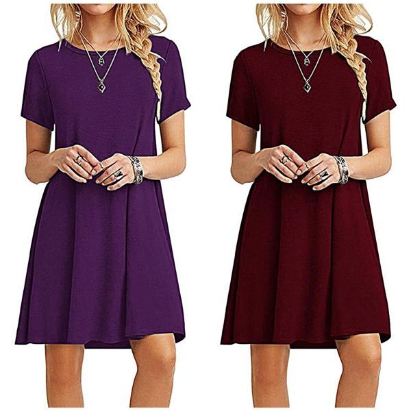 Casual Plain Simple T-Shirt Loose Dress