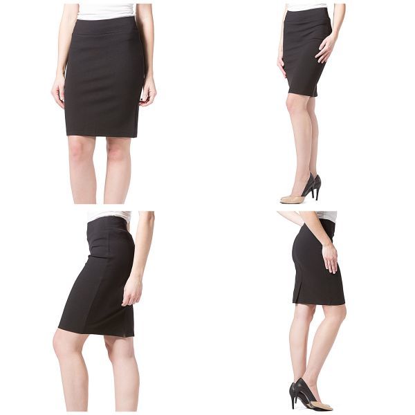 Pull On Stretch Above Knee Classic Pencil Skirt